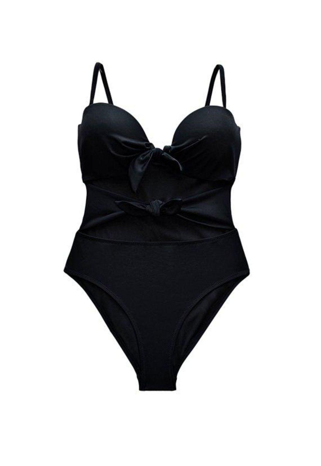Trikini con doble nudo color negro-2