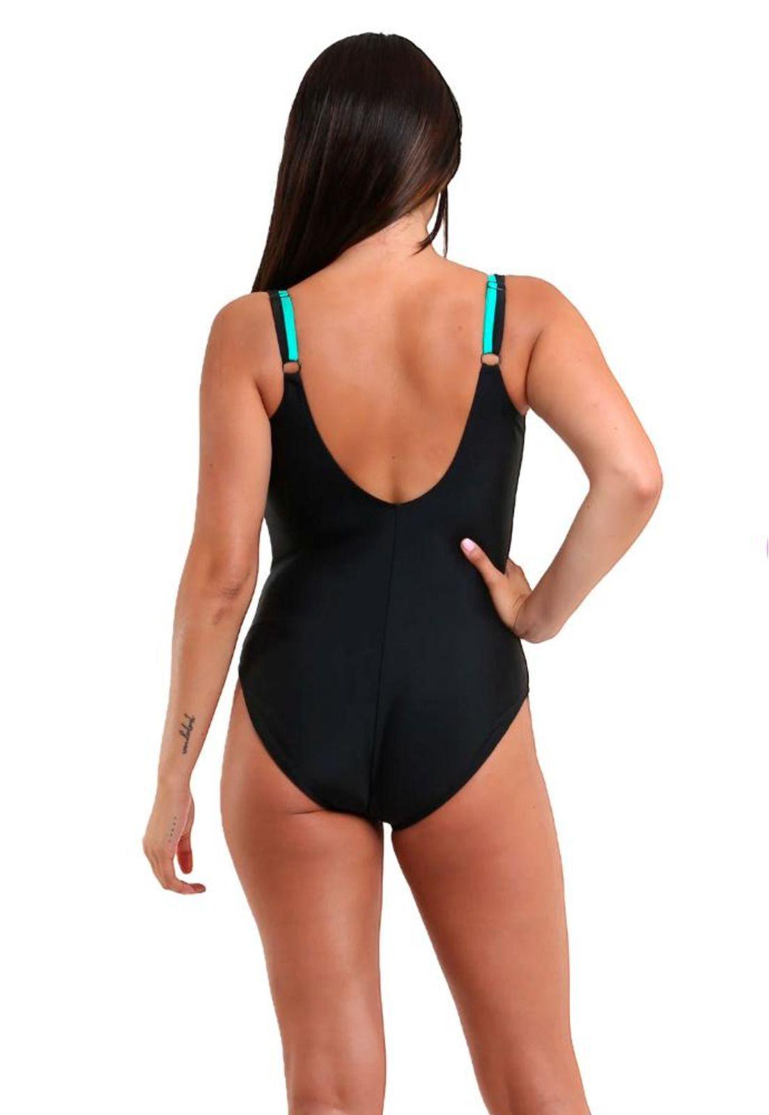 Traje de baño deportivo con vivos verde-2