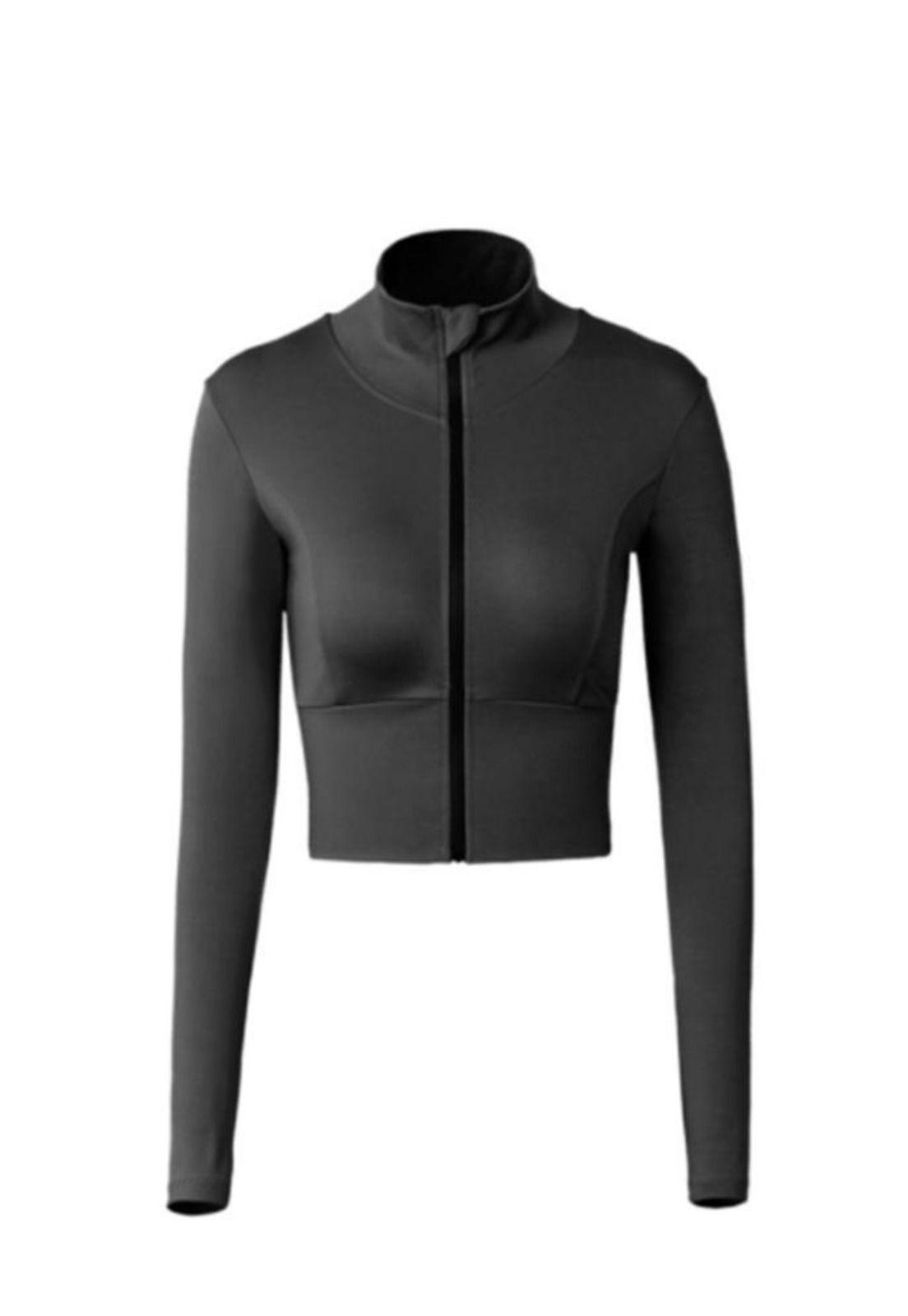 Poleron crop con cierre negro-2