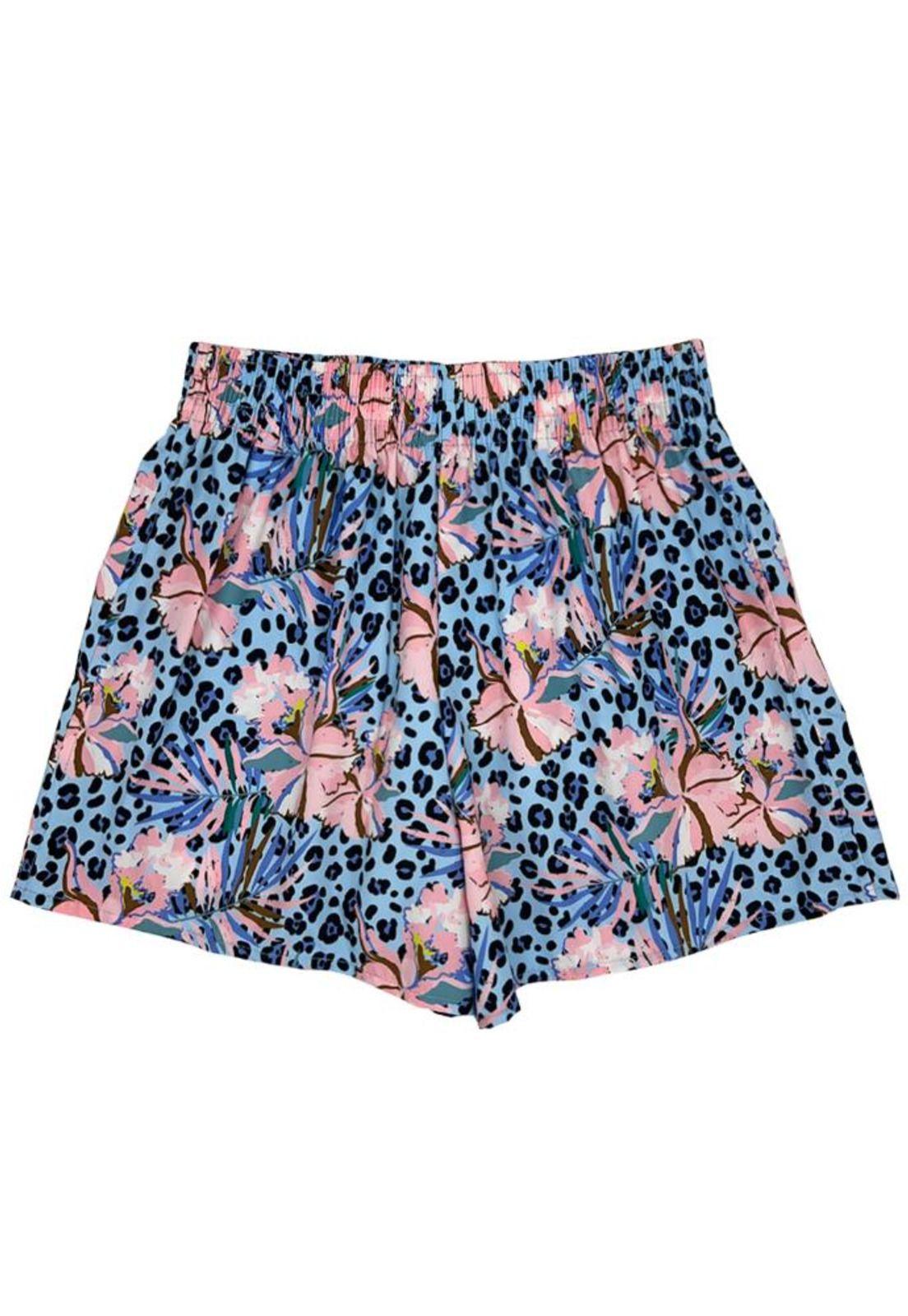 Short de playa mujer secado rapido estampado celeste-0