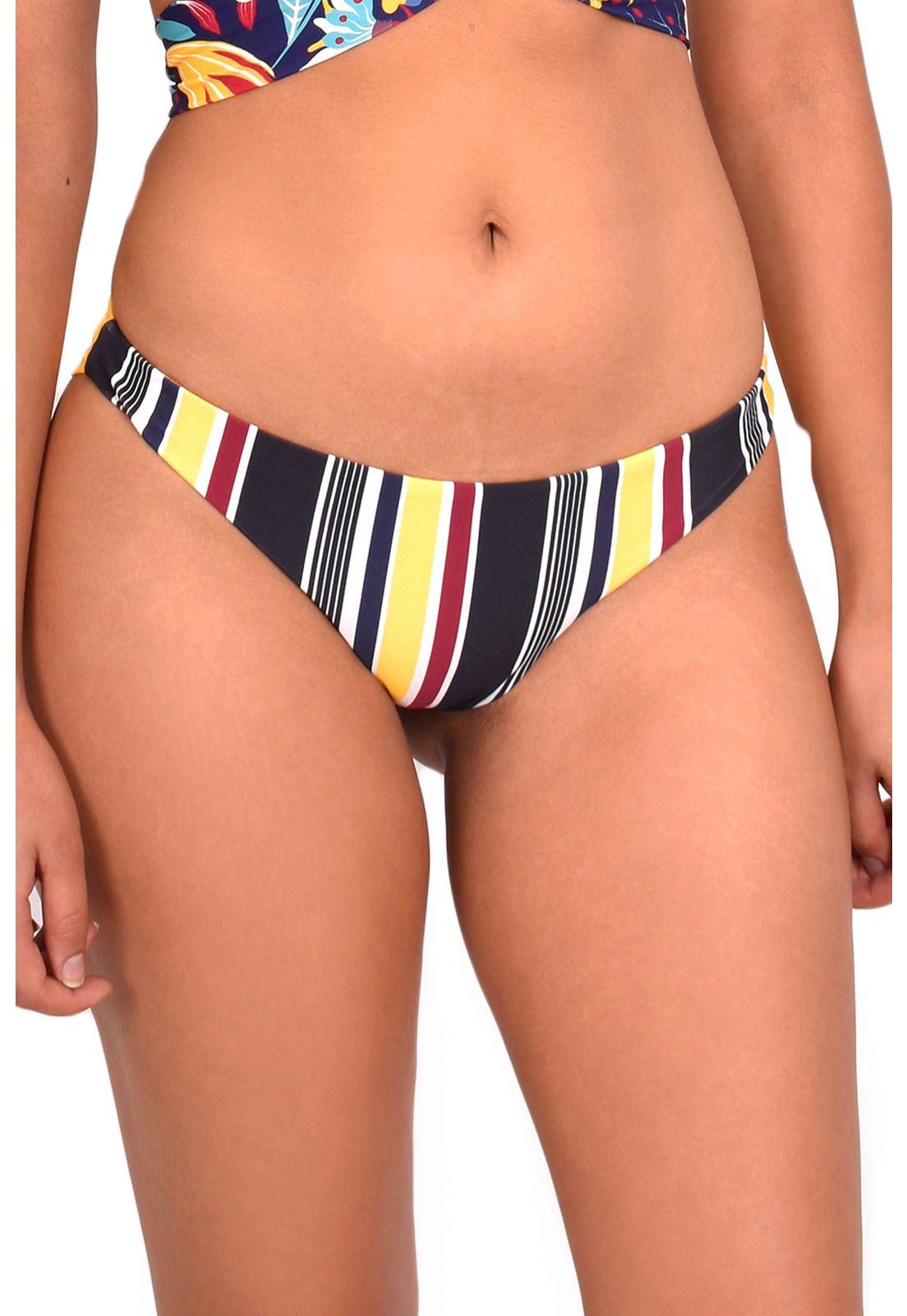 Bikini calzón con drapeado trasero estampado amarillo-0
