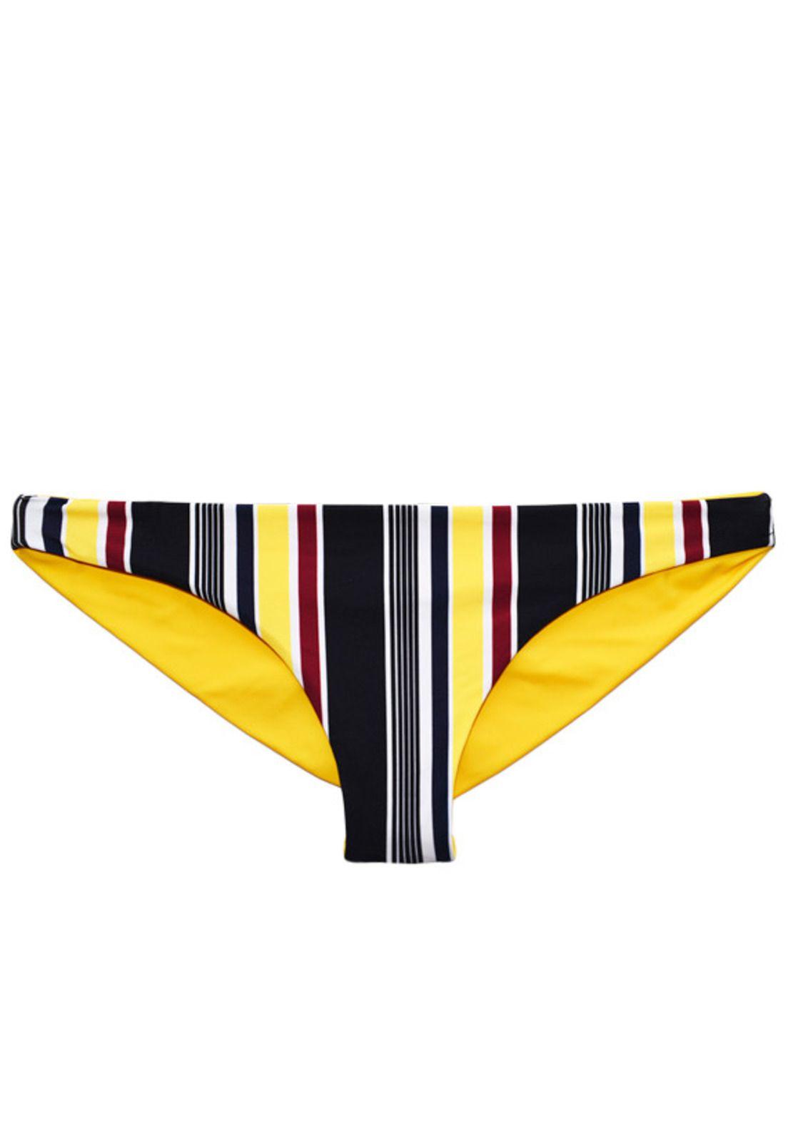 Bikini calzón con drapeado trasero estampado amarillo-2