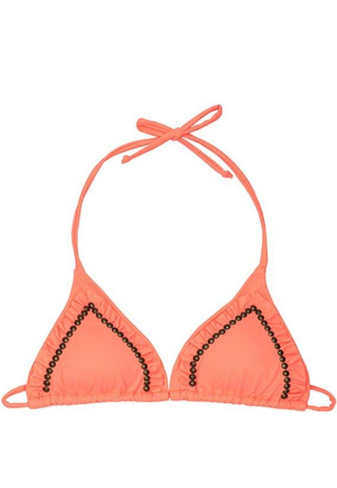 Bikini estilo sostén triangulo color naranja-0