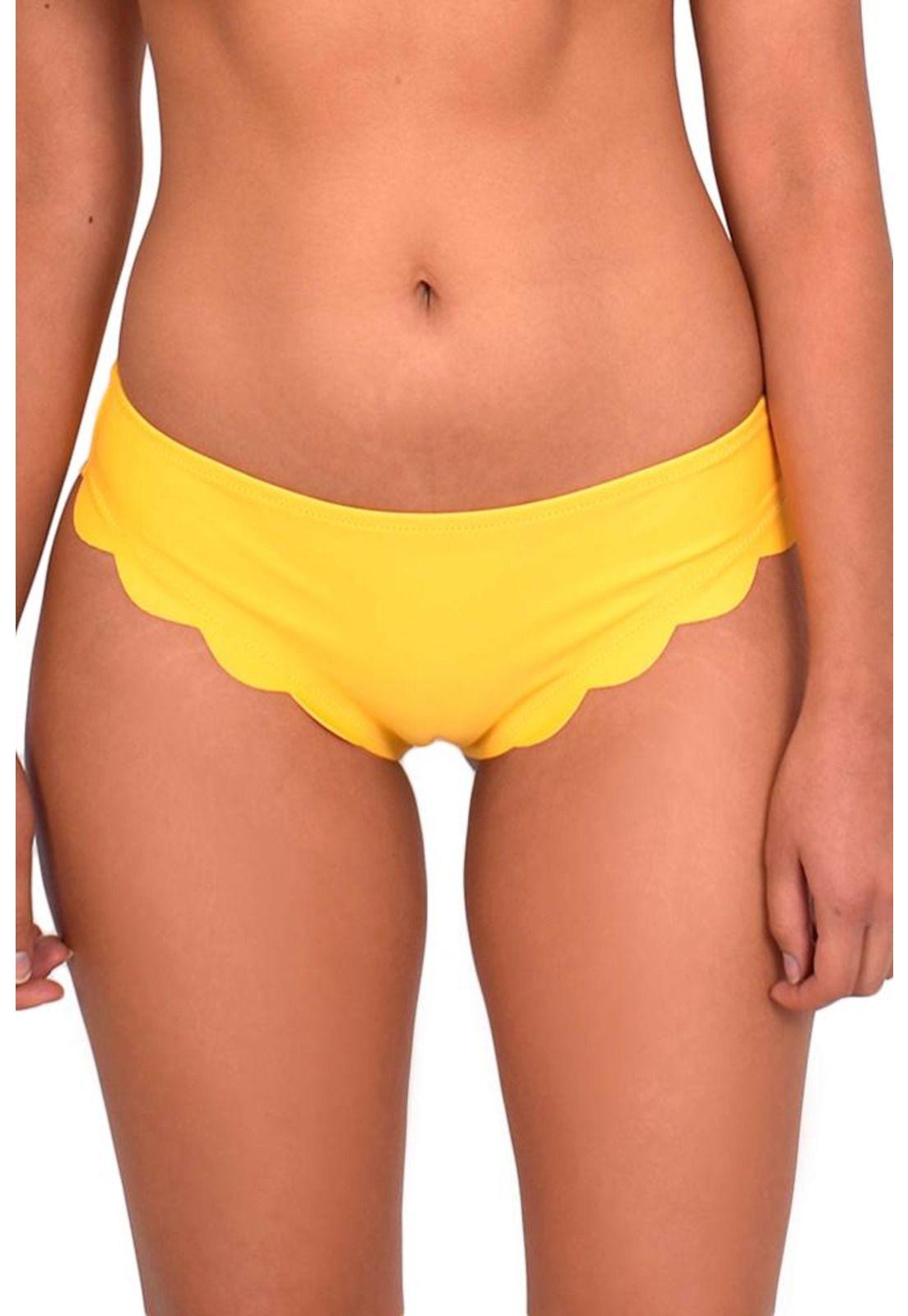 Bikini calzón con vuelos color amarillo-0
