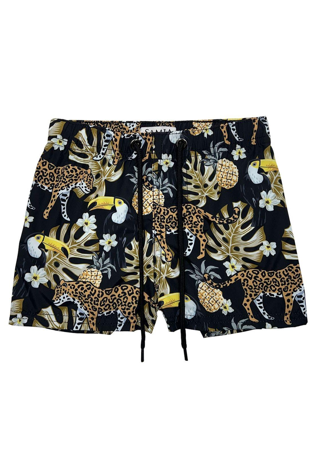 Traje De Baño Estampado Negro Short Niño-0