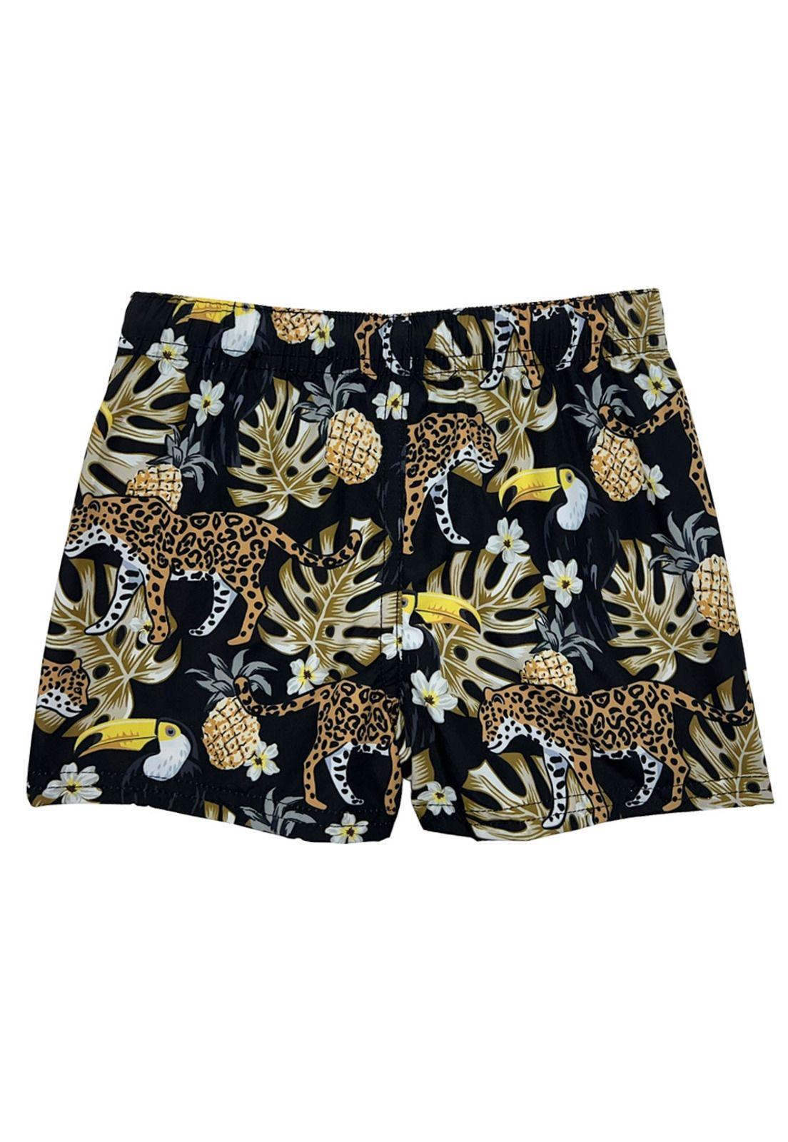 Traje De Baño Estampado Negro Short Niño-1