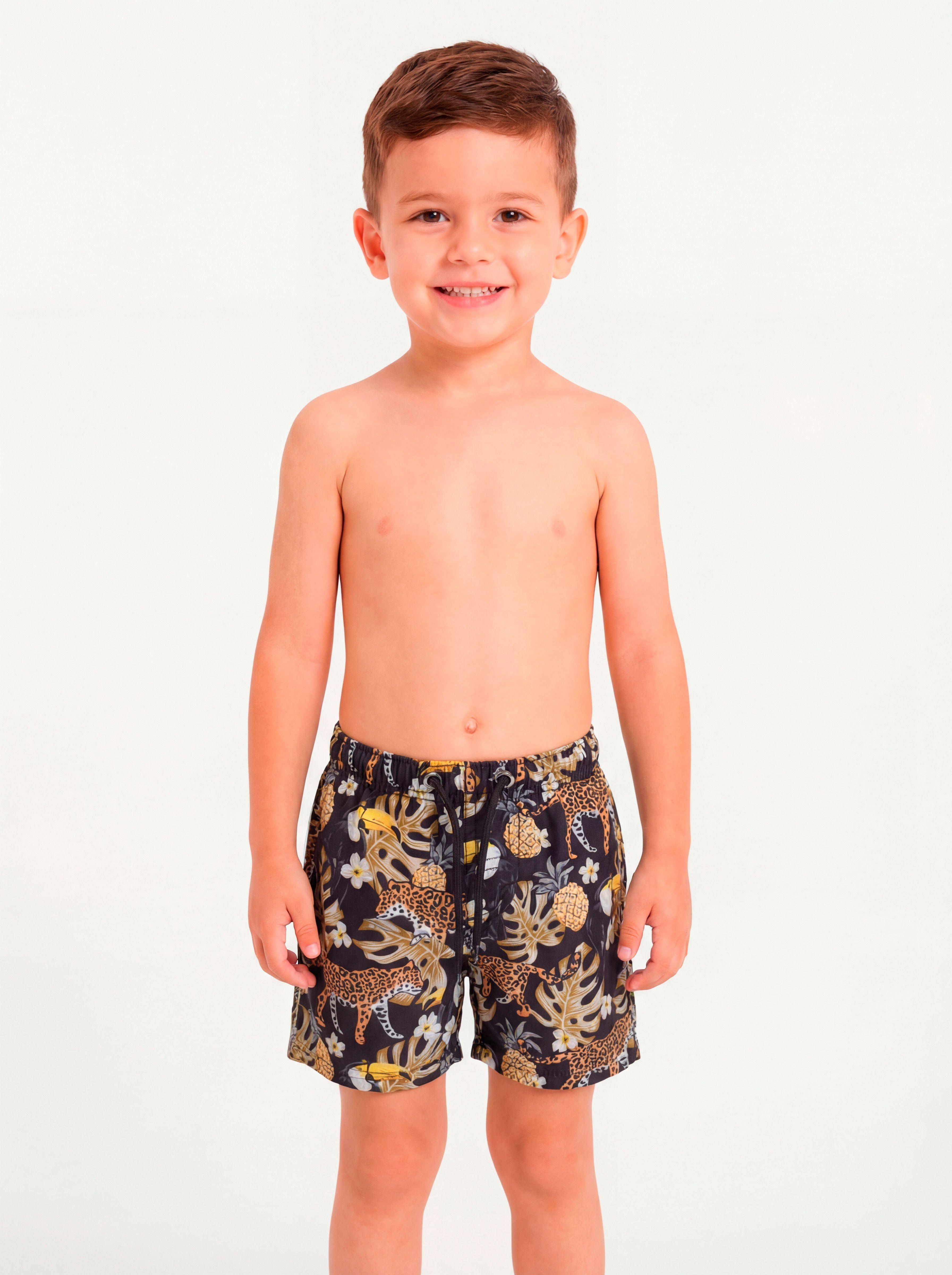 Traje De Baño Estampado Negro Short Niño-0