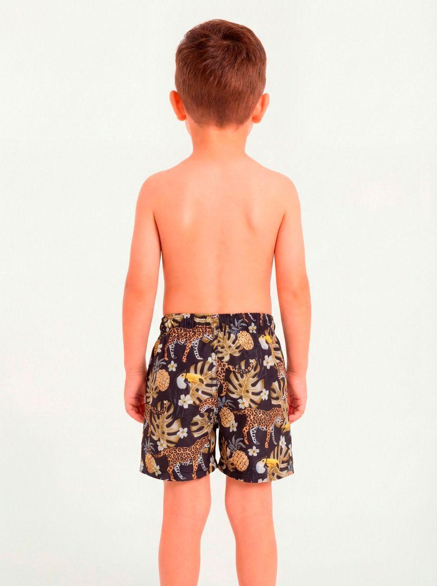 Traje De Baño Estampado Negro Short Niño-1