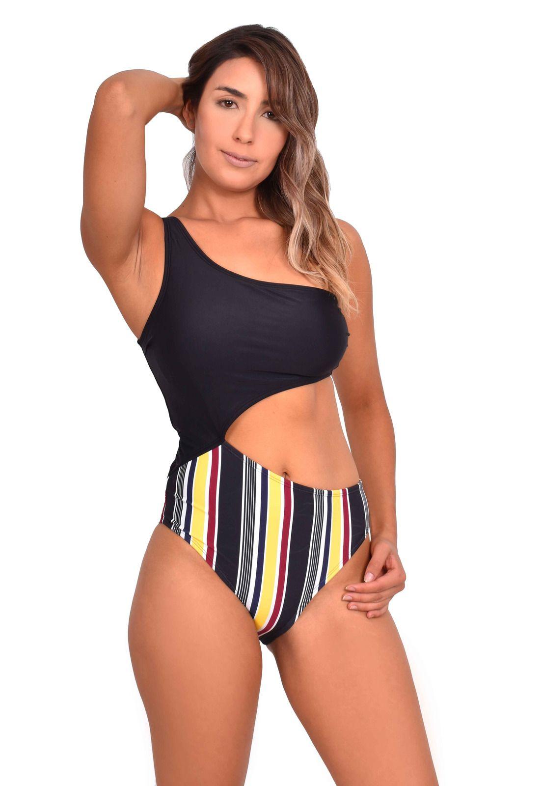 Trikini cruzado estampado negro-0
