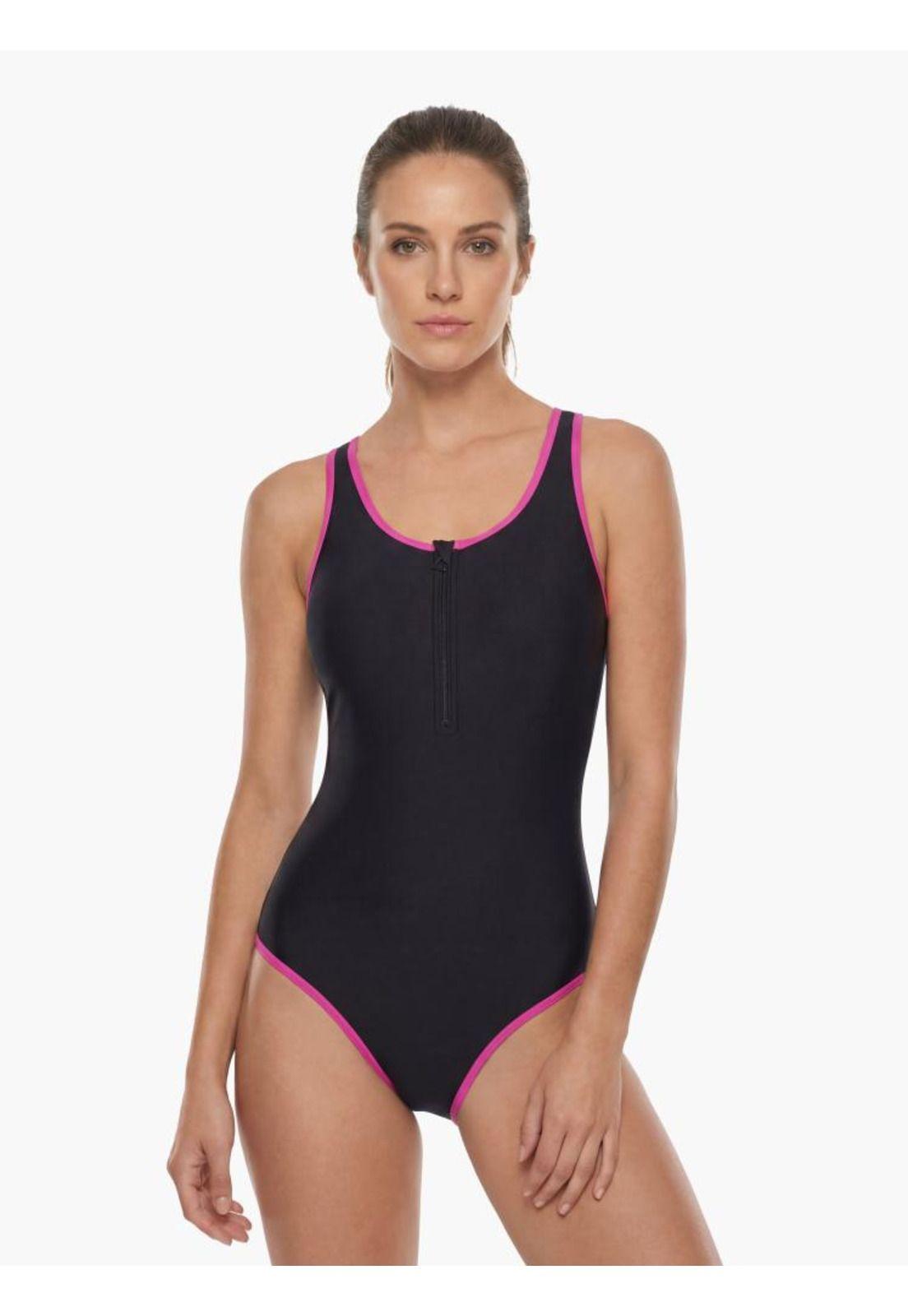 Traje de baño mujer natación con cierre fucsia-0