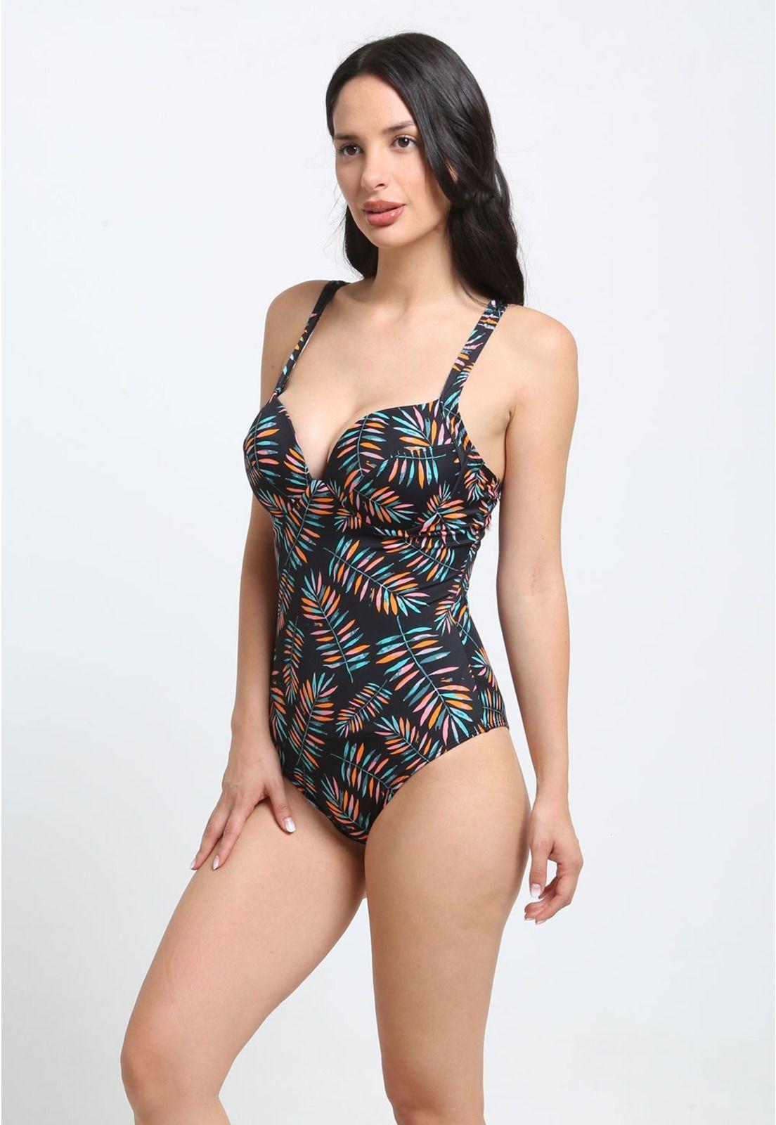 Traje de baño de una pieza estampado naranja-3