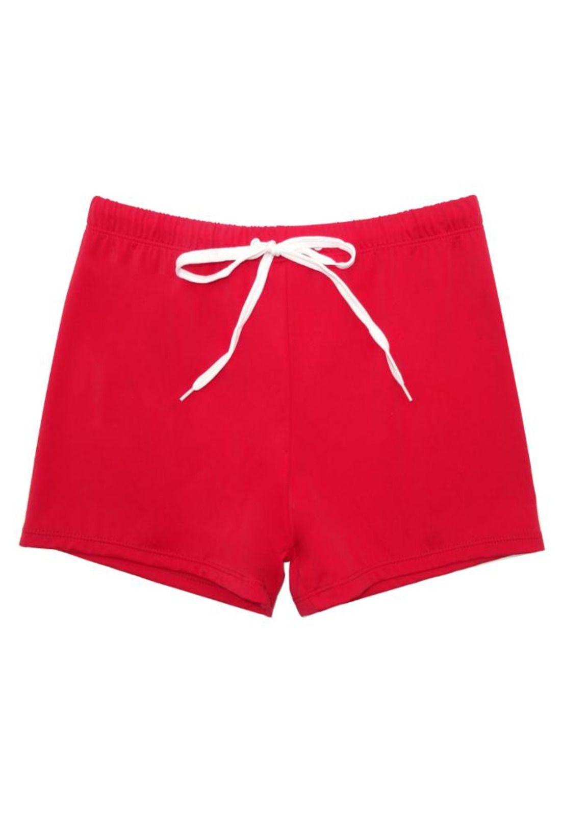 Bikini short de lycra color rojo-0