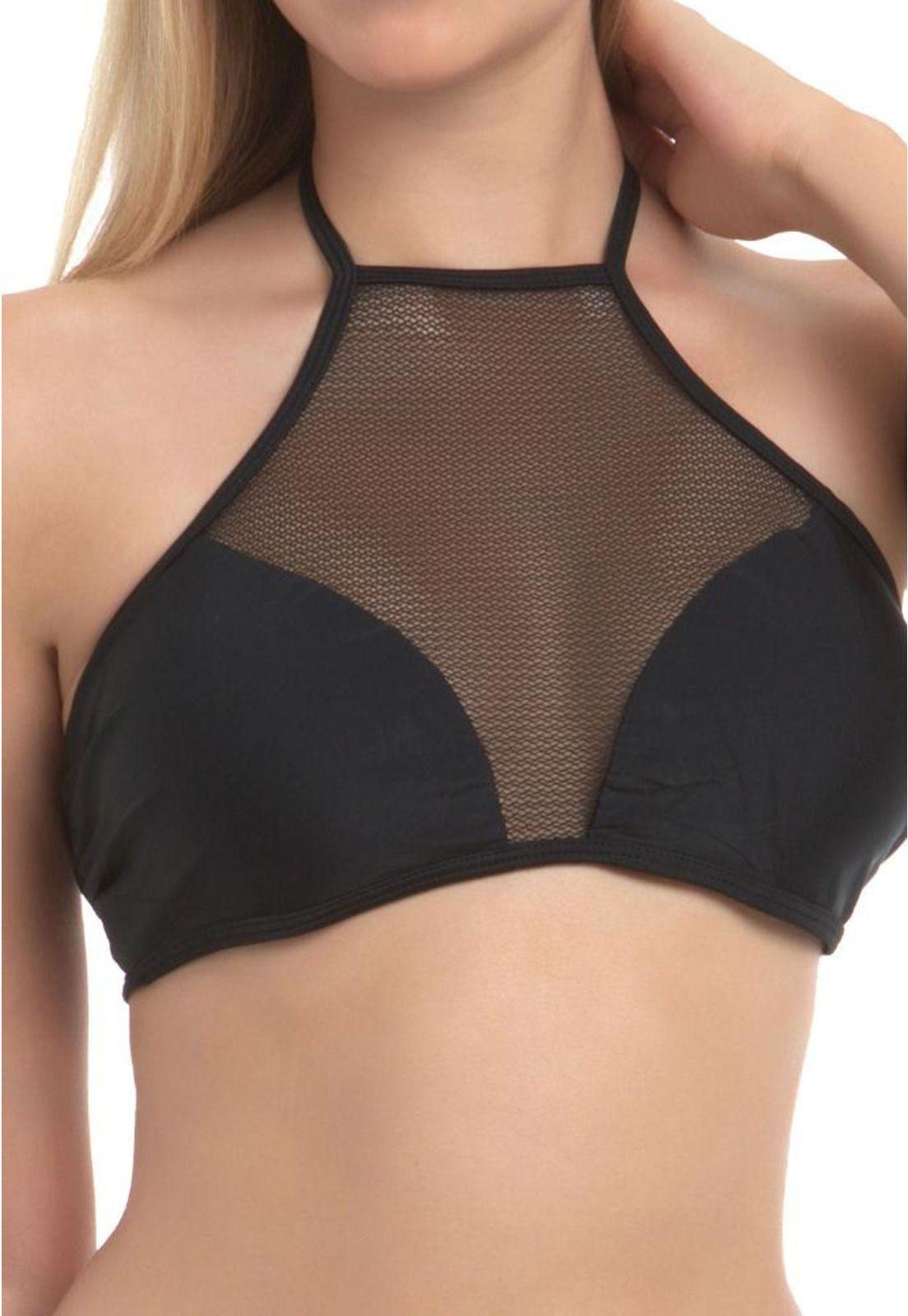 Bikini con transparencia negro-0