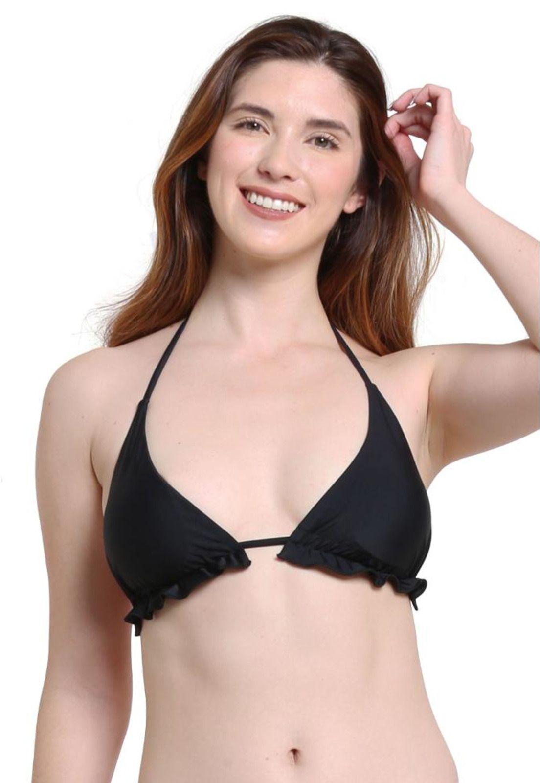 Bikini triangulo con vuelos negro-0