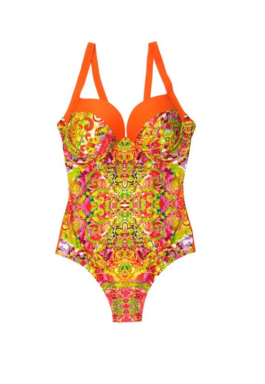 Traje de baño de una pieza estampado naranja-2