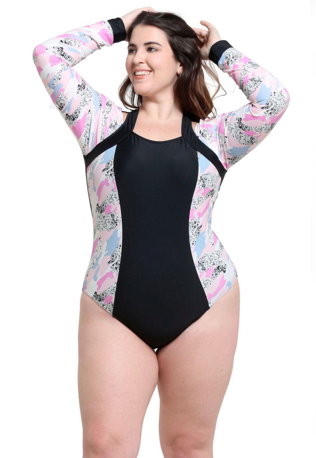 Traje de baño deportivo manga larga lila-0