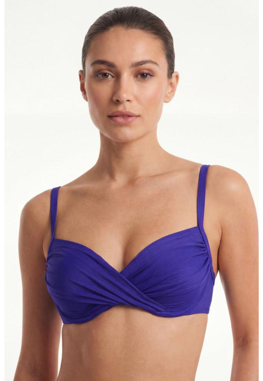 Bikini estilo sostén torcido copa c azul brillante-0