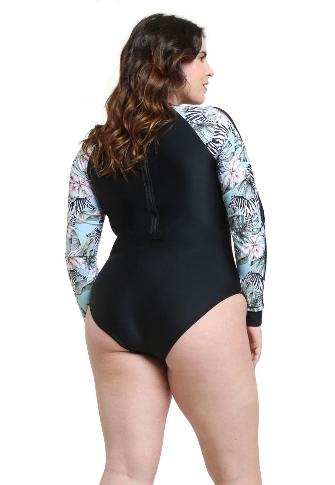 Traje de baño deportivo manga larga estampado-1