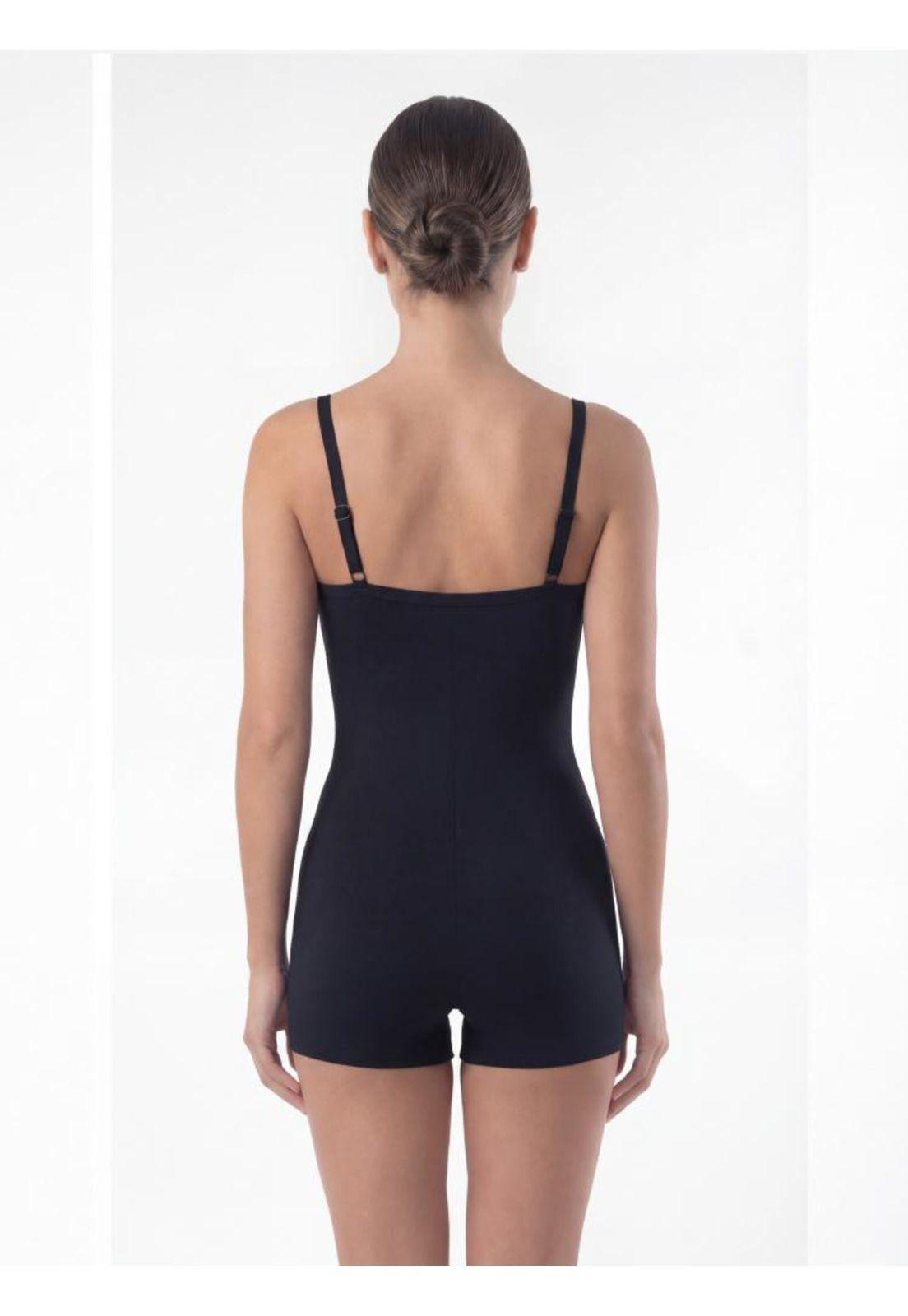 Traje de baño mujer natación pierna corta clásico negro-1