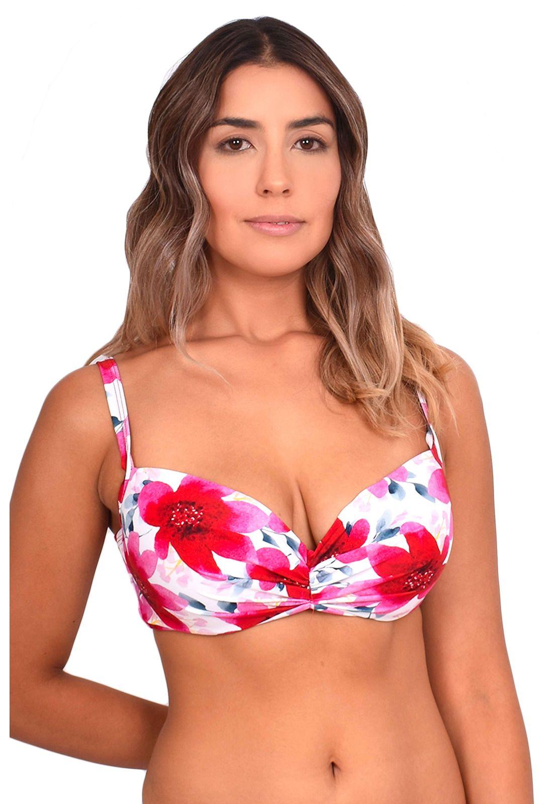 Bikini busto grande estampado rojo-0