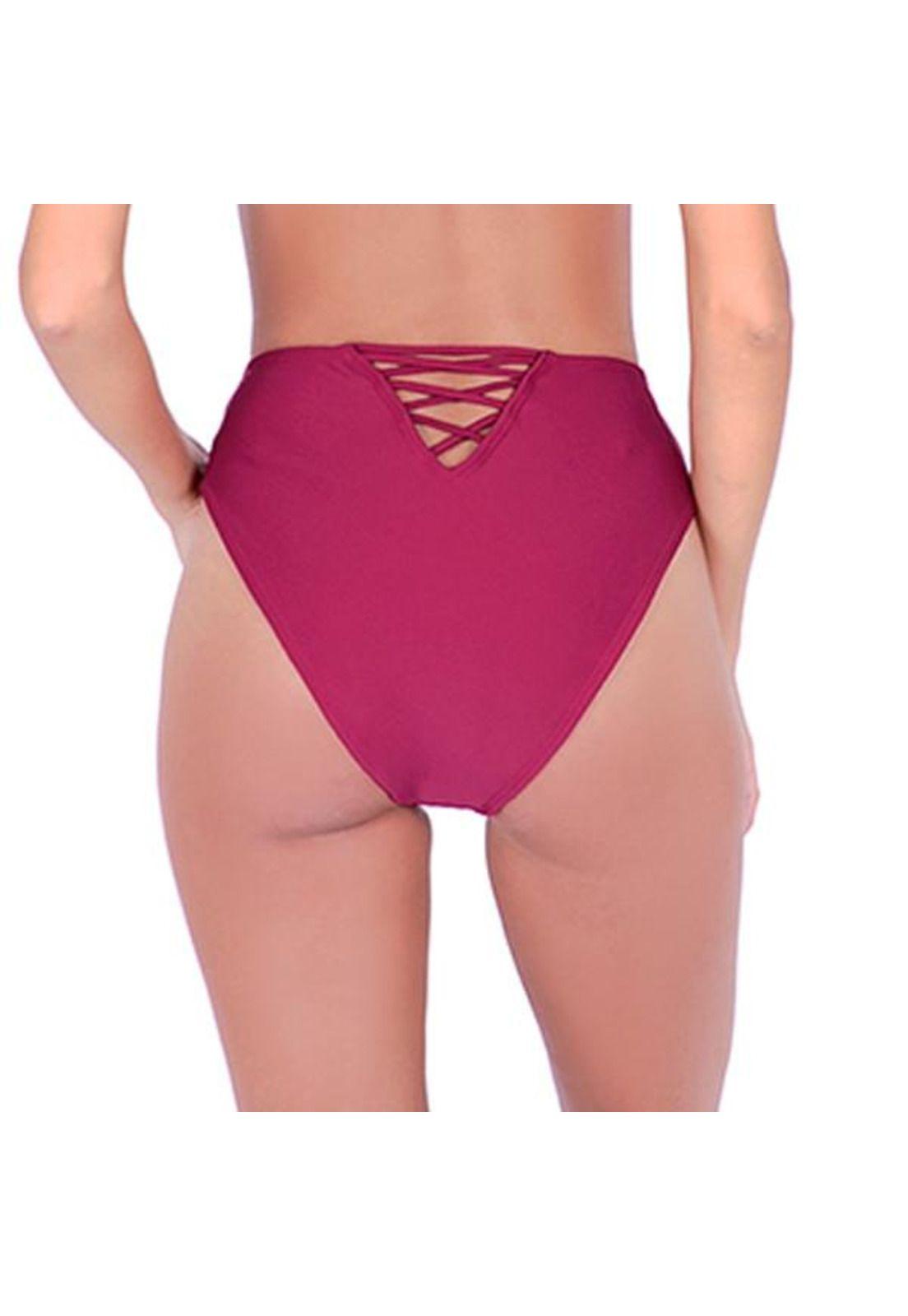 Bikini calzón tiro alto con abertura trasera color morado-1