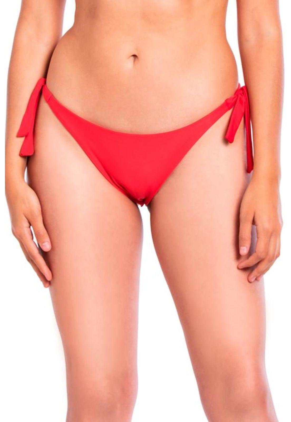 Bikini calzón tanga con amarras color rojo-0