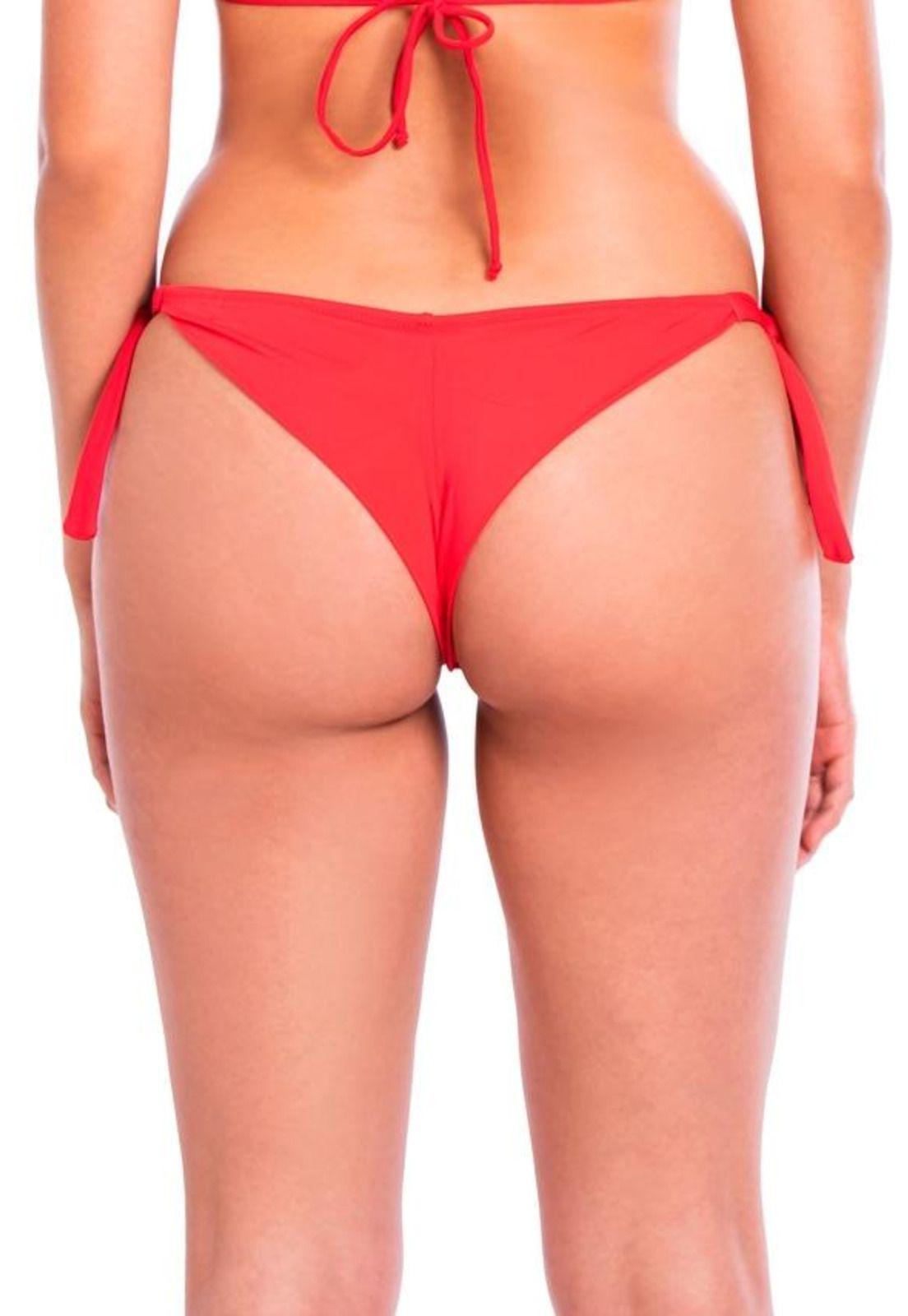 Bikini calzón tanga con amarras color rojo-1