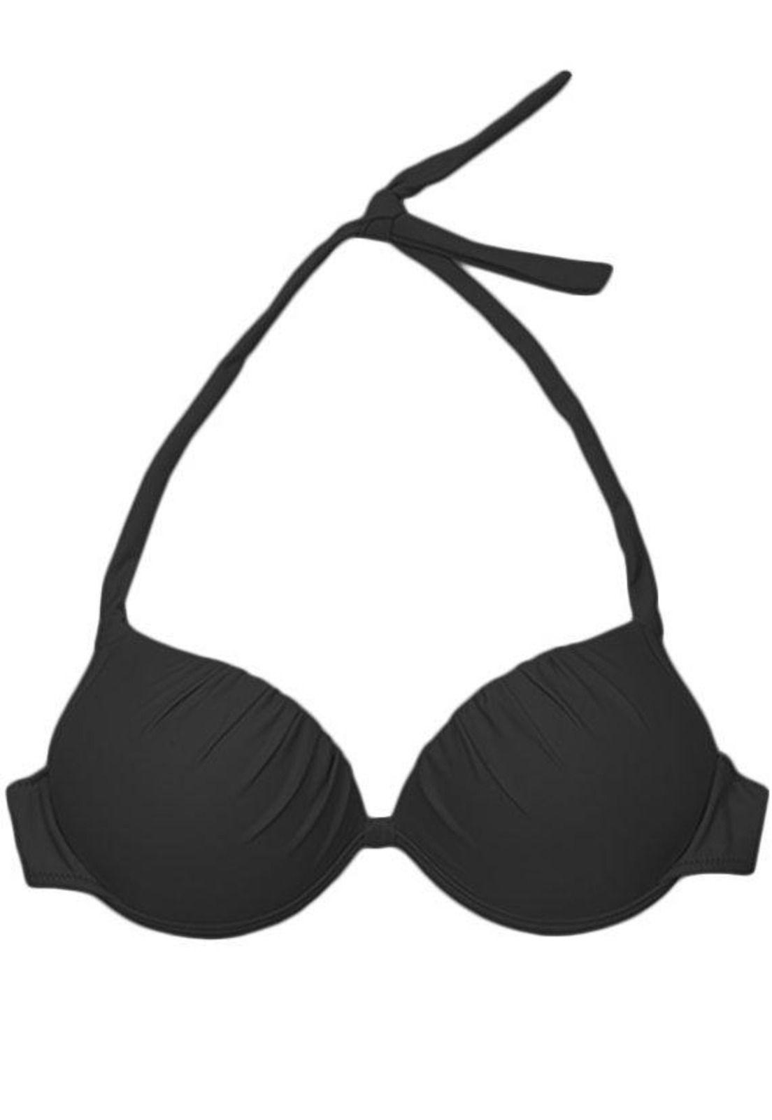 Bikini sostén drapeado negro-3