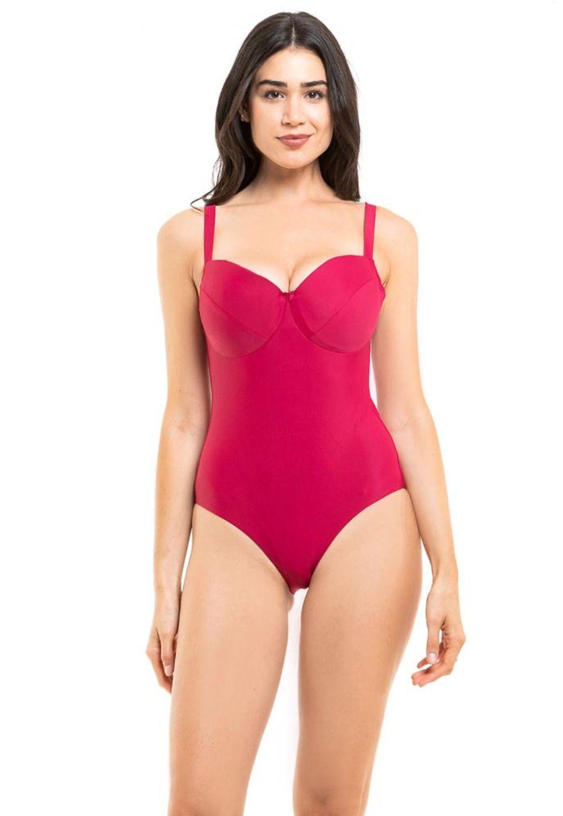 Traje de baño reductor básico rojo copa D-0