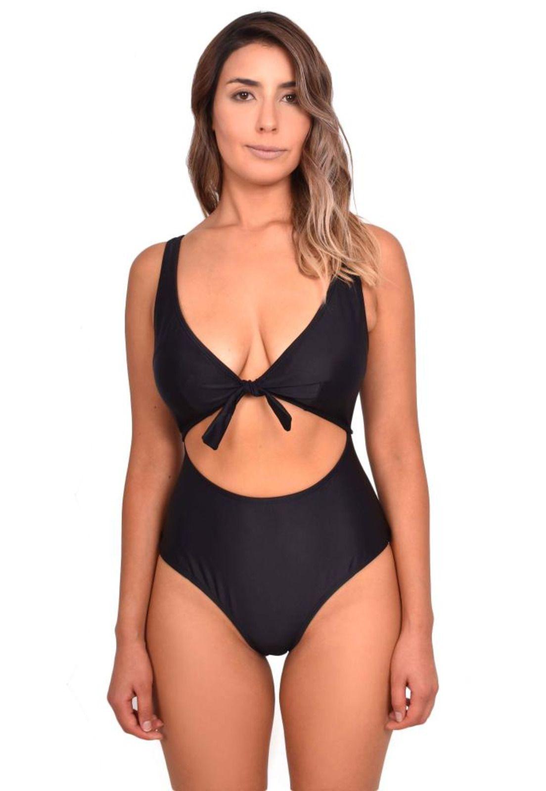 Trikini con nudo ajustable color negro-0