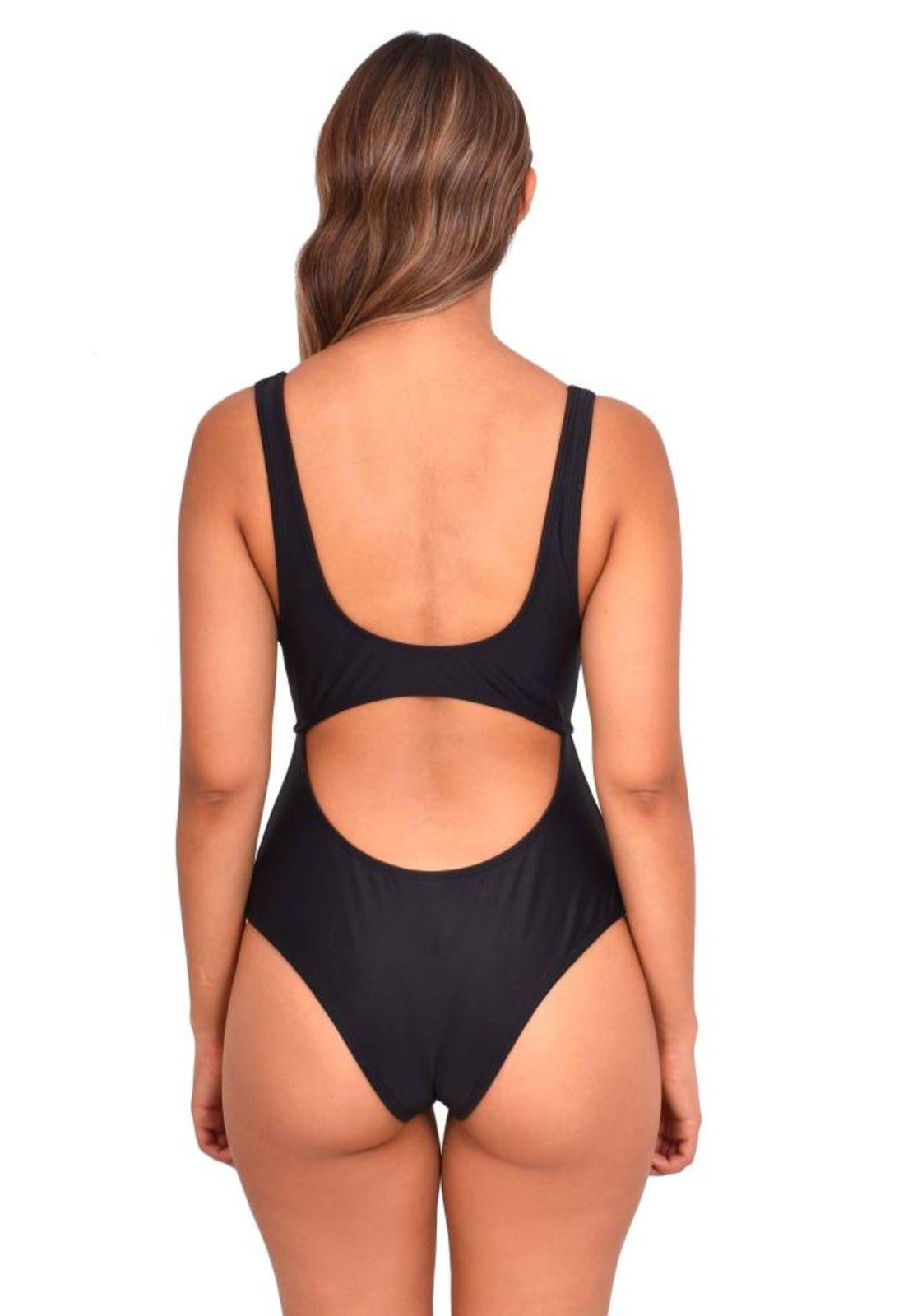 Trikini con nudo ajustable color negro-1