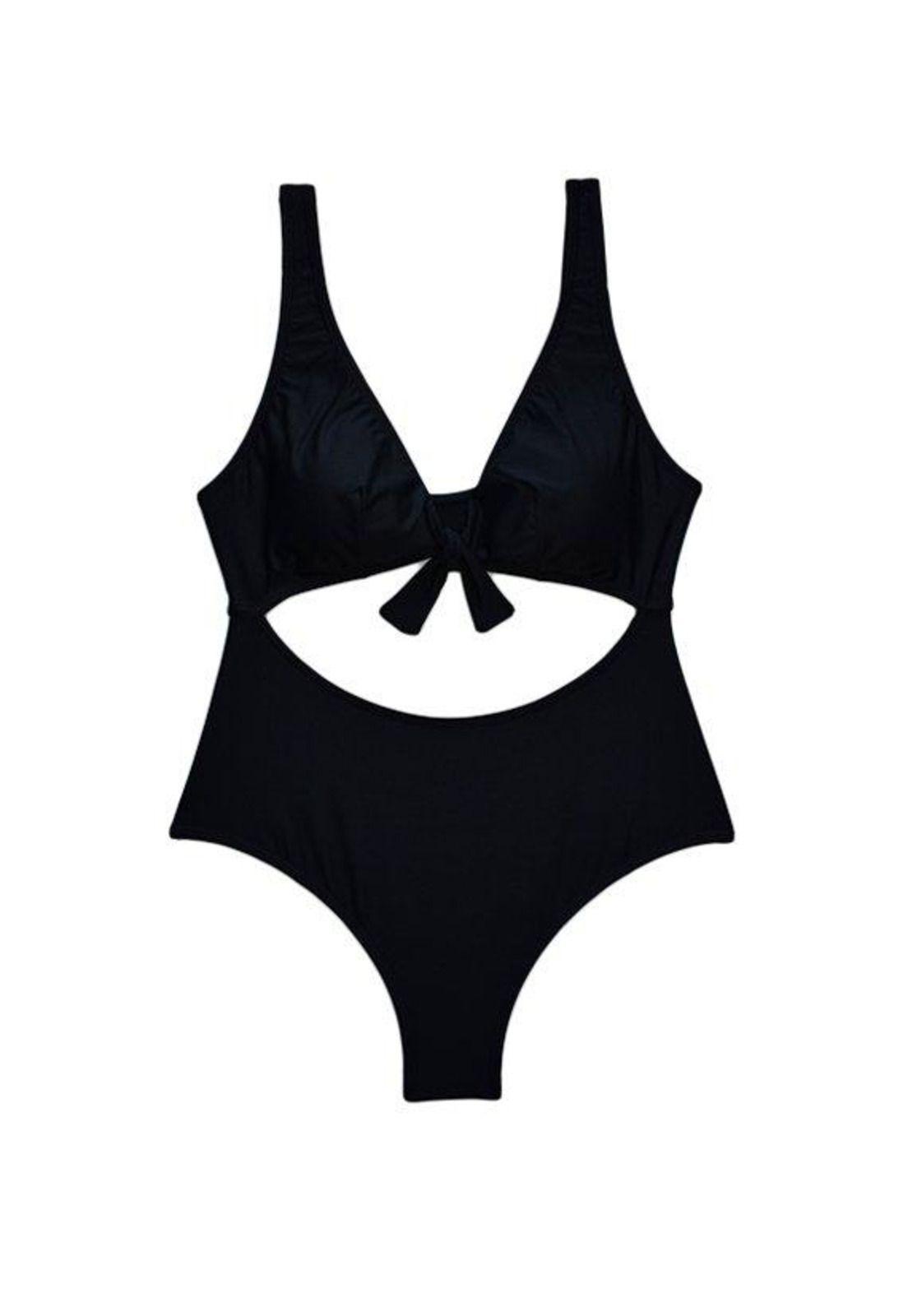 Trikini con nudo ajustable color negro-2