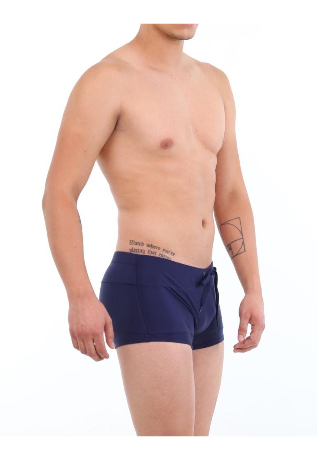 Traje de baño short bóxer para hombres azul marino-1