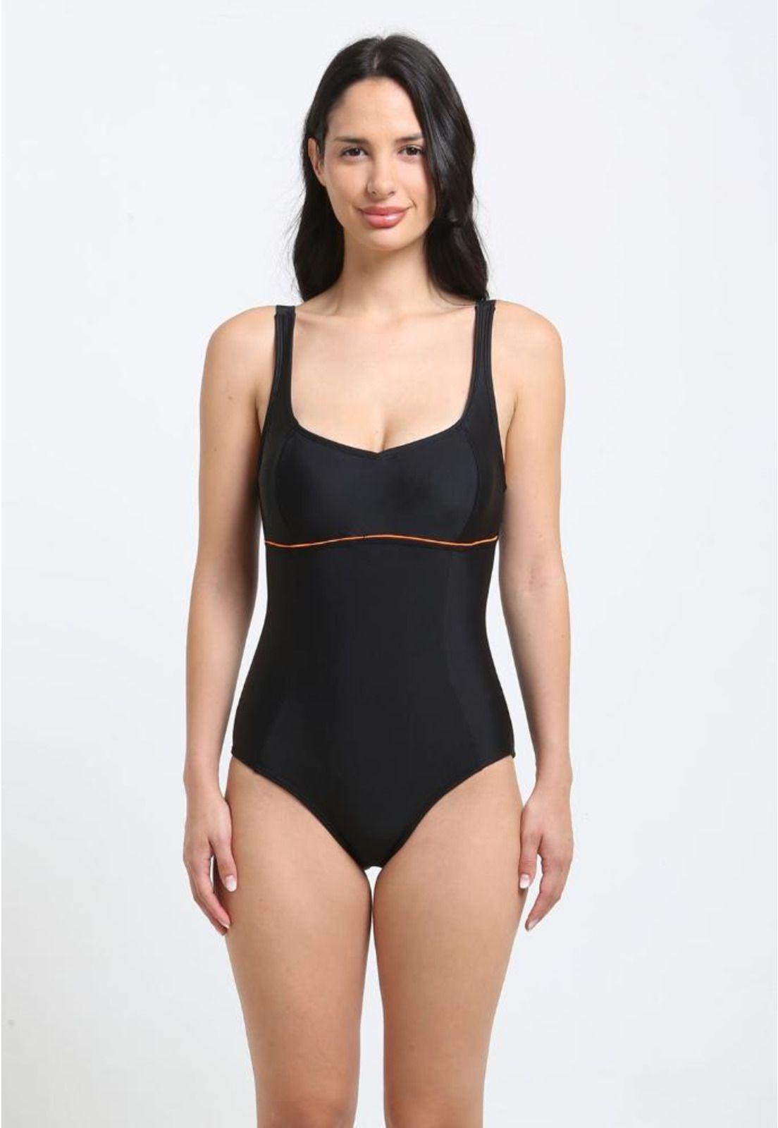 Traje de Baño Deportivo Corte Busto Naranjo con Protección UV Integrada-0
