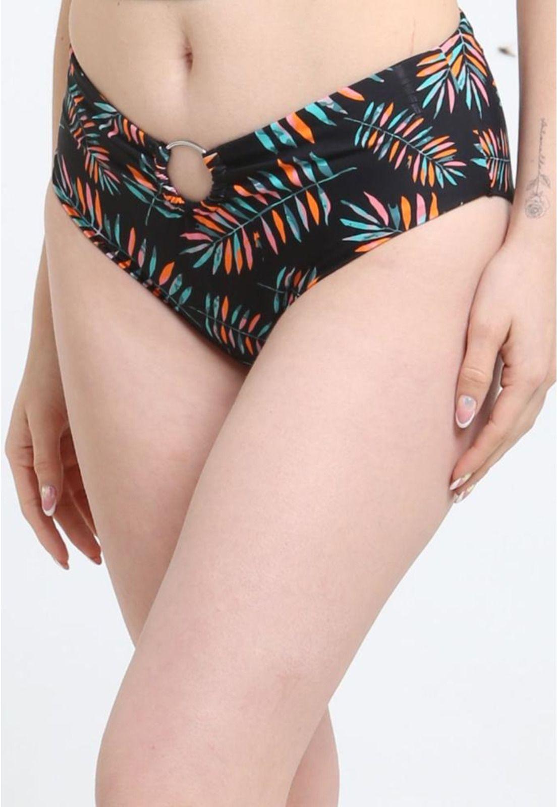 Bikini calzón alto argolla estampado verde-2
