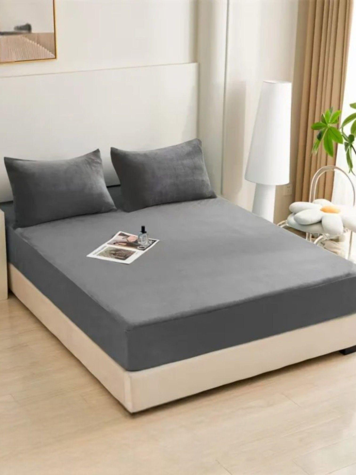 CUBRECOCLCHON PLUSH IMPERMEABLE 1.5 COLOR GRIS-1