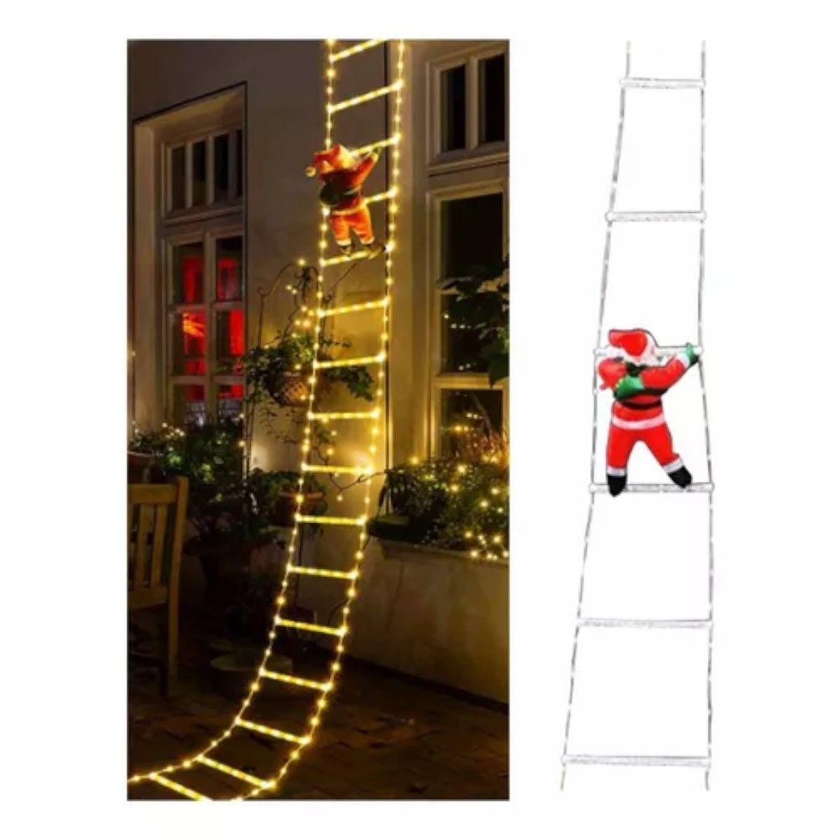 Cadena De Luces Multicolor Led De Papa Noel Escaleras-0