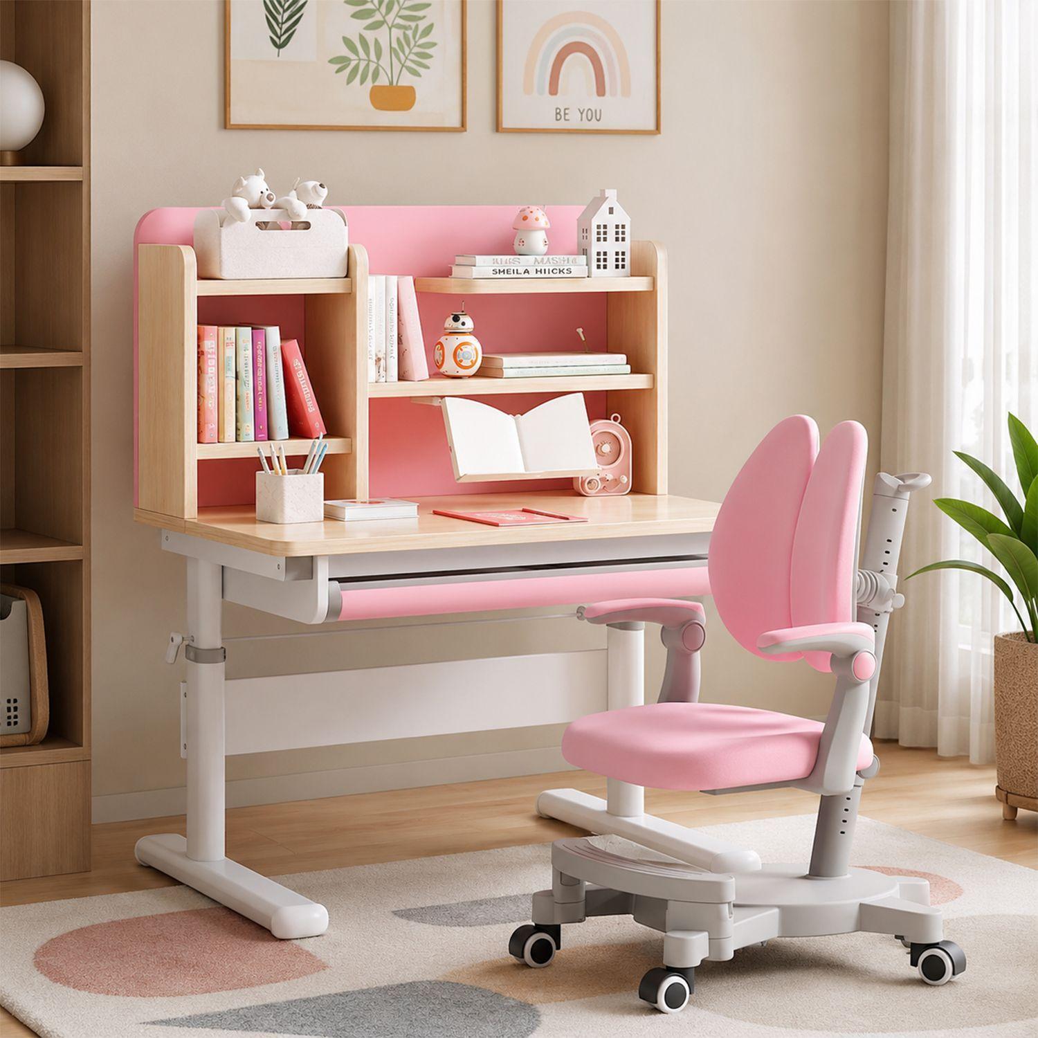 Escritorio infantil ergonómico altura ajustable + tablero inclinable +Silla-0