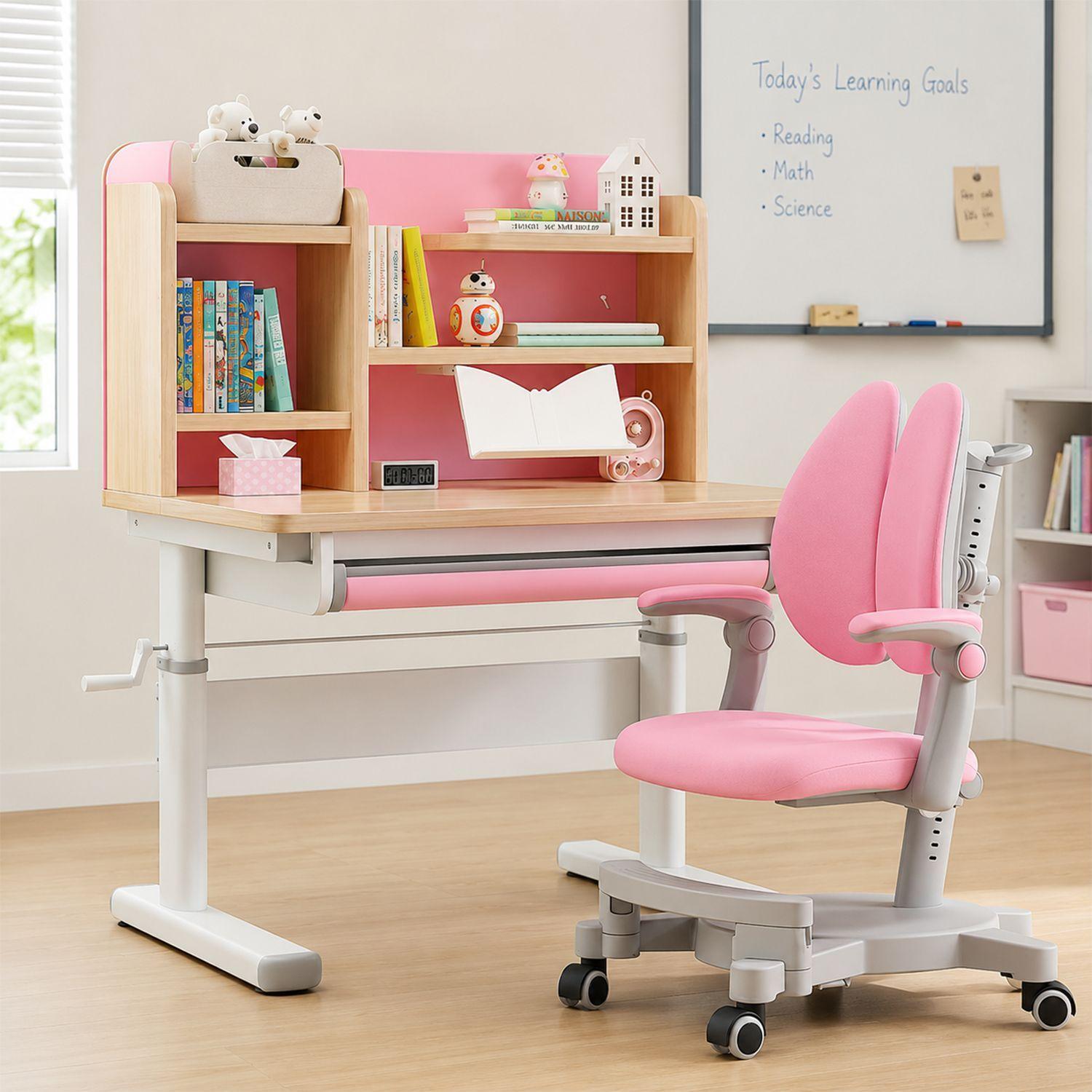 Escritorio infantil ergonómico altura ajustable + tablero inclinable +Silla-4