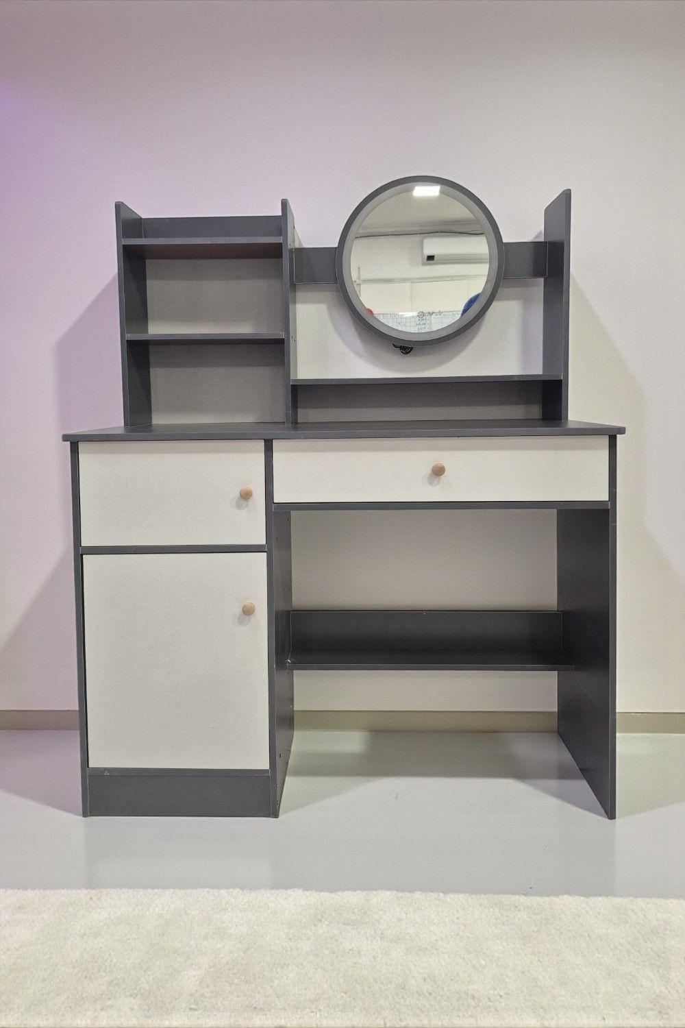 CÓMODA TOCADOR MODERNO Negro CON 3 AJUSTES DE BRILLO-1