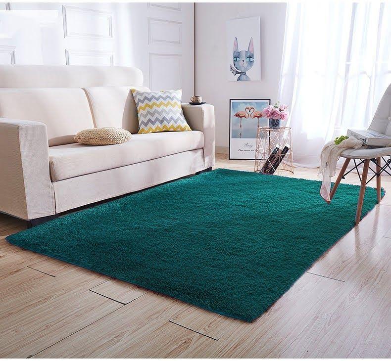 Alfombra Pelo Corto Turquesa 200x180cm-0