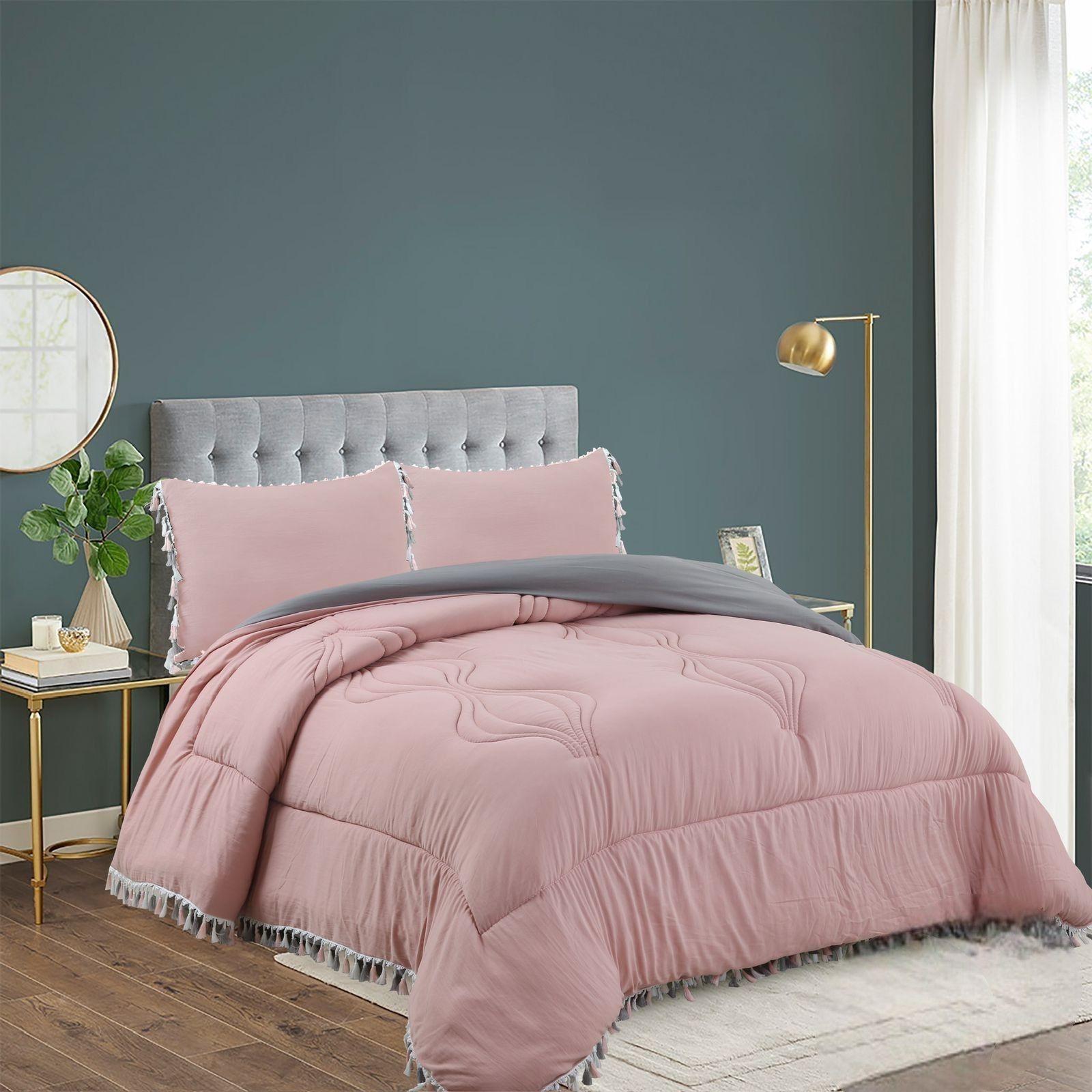 cubrecama plush con flecos 2 plazas acolchado -1