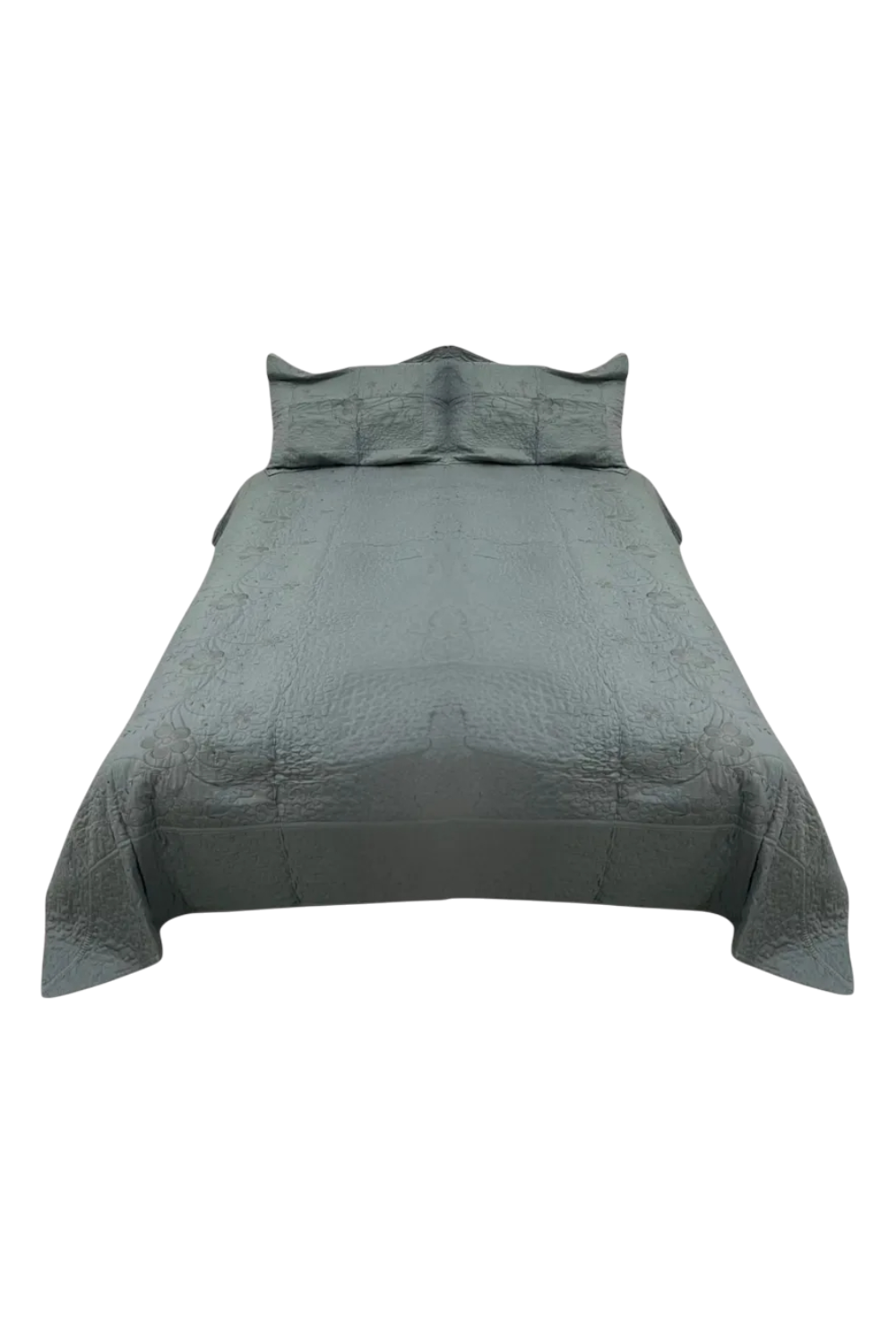 Cubrecama Quilt Verano Flores Bordadas King GRIS-0