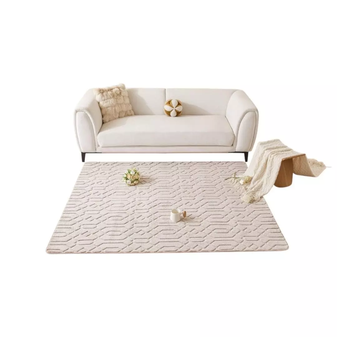 ALFOMBRA JACQUARD DE ALGODON 160X200CM BEIGE TF01-0
