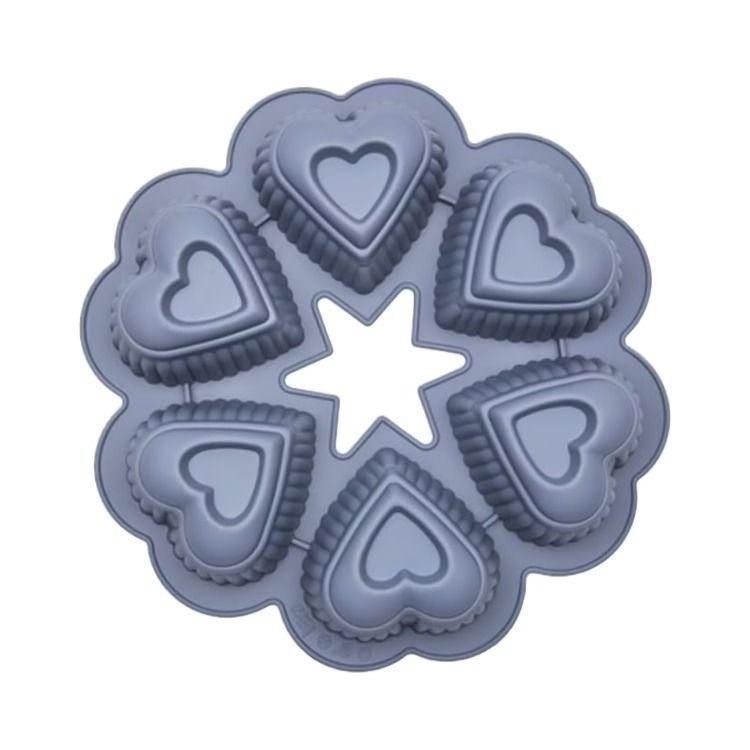 Molde De Silicona 6 Cupcakes Corazón-0
