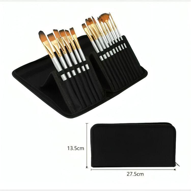 Set Pinceles 15 Piezas Pelo Sintético Acuarela Acrílico Oleo-3