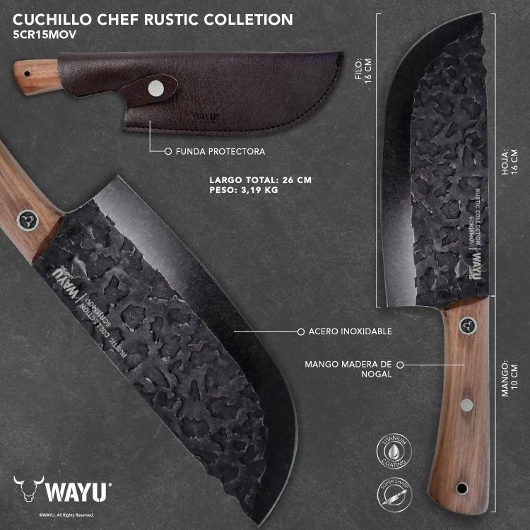 CUCHILLO CHEF CON FUNDA RUSTIC COLECCTION WAYU-3
