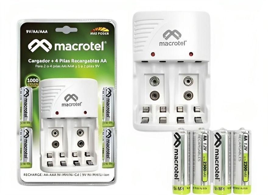 Cargador de pila MACROTEL + 4 pilas recargables 2/A 3/A-0