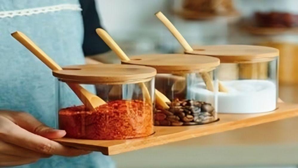 SET 3 CANISTER BAMBOO CON BANDEJA GLASSO-2