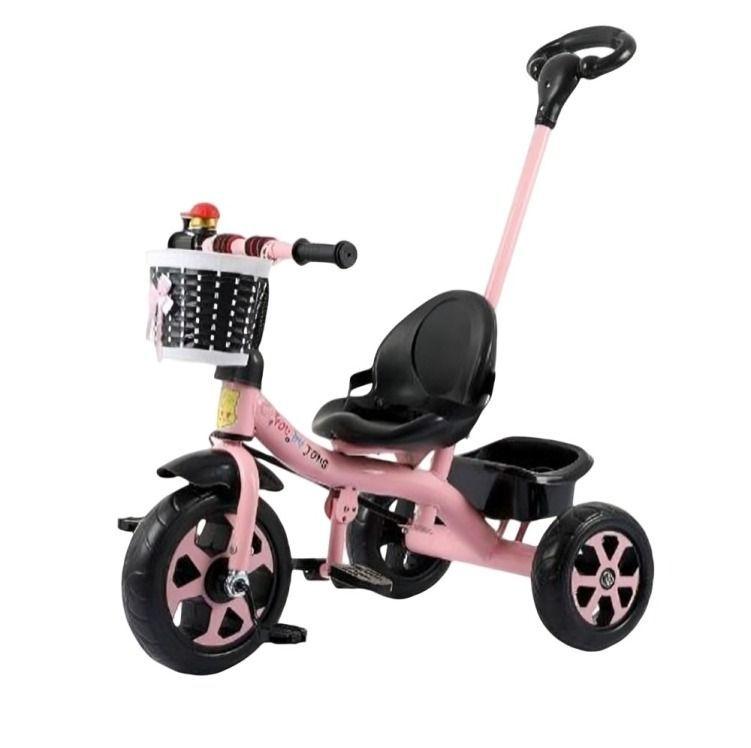Triciclo Infantil con Manija de Empuje y Canasto - Niña-0